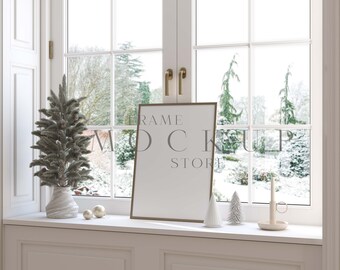Christmas Frame Mockup, Single Frame Mockup, Christmas Prints Mockup, Neutral, Holiday Mockup, Winter Frame Mockup, Luxury Mockup, Photoshop