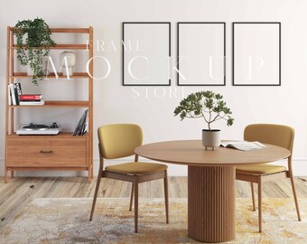 Frame Mockup, Mid Century Modern Mockup, 3 Frame Mockup, Dining Room Mockup, Black Frame Mockup, Gallery Wall Mockup, Kitchen Mockup