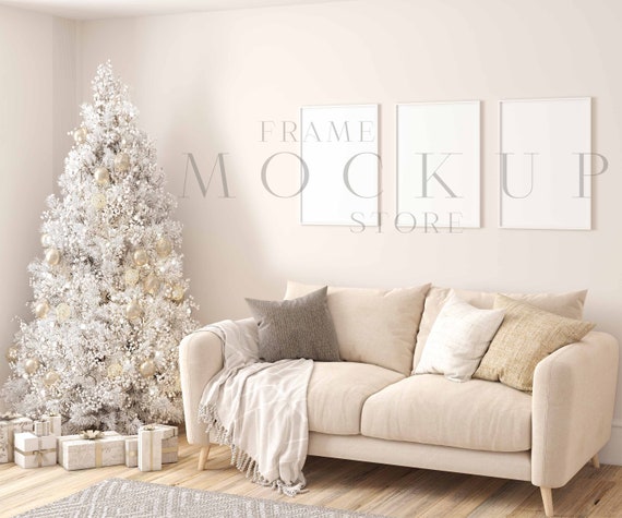 Christmas Frame Mockup, Three Frame Mockup, Christmas Prints Mockup, Gallery Frame Mockup, Neutral, Holiday Mockup, White Frame Mockup