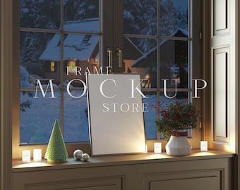 Christmas Frame Mockup, Single Frame Mockup, Christmas Prints Mockup, Holiday Mockup, Winter Frame Mockup, Luxury Mockup, Photoshop Mockup