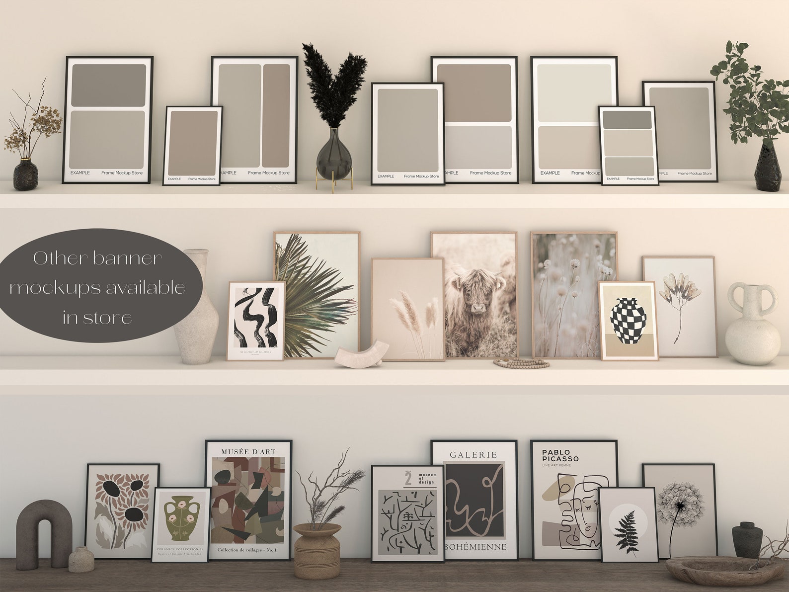 Etsy Shop Banner Mockup, Frame Mockup Banner, Frame Mockup, Scandinavian Frame Mockup, Neutral