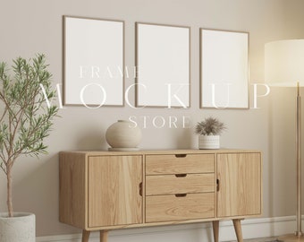 Scandinavian Mockup, Beige Room Mockup, 3 Frame Mockup, Neutral Room Mockup, Frame Mockup, Boho, Minimalist Mockup, Set of Frames Mockup