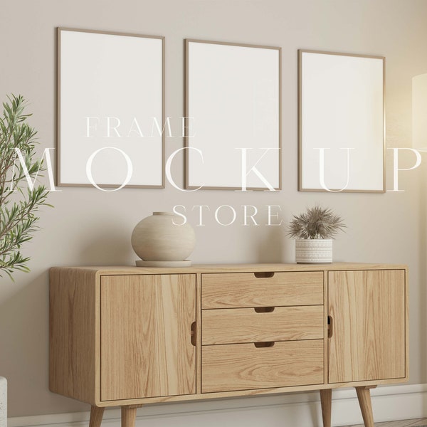 Scandinavian Mockup, Beige Room Mockup, 3 Frame Mockup, Neutral Room Mockup, Frame Mockup, Boho, Minimalist Mockup, Set of Frames Mockup