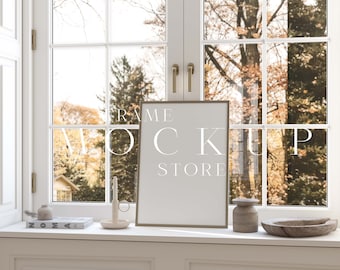 Neutral Frame Mockup, Brass Frame Mockup, Vertical Mockup Frame, Boho Frame Mockup, Wall Art Mockup, Portrait Print Mockup, Window Mockup
