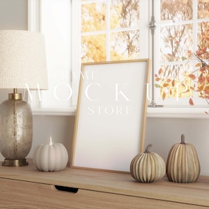 Herbst Rahmen Mockup, Kürbis Mockup, Neutral Mockup, Holz Rahmen Mockup, Vertikaler Mockup Rahmen, Halloween, Herbst Rahmen Mockup, Kunst Mockup