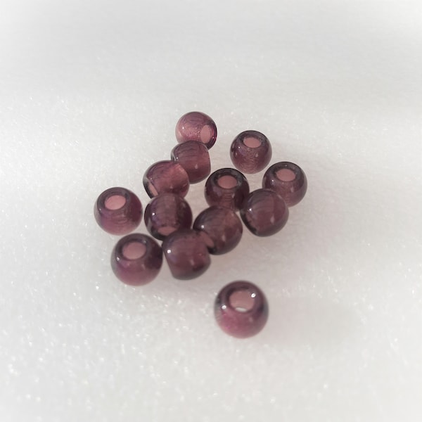 32 glaskralen amethist 12 mm grote gatkraal - roundel - kralen glaskralen - grazen kralen - perles de verre 17-0.71