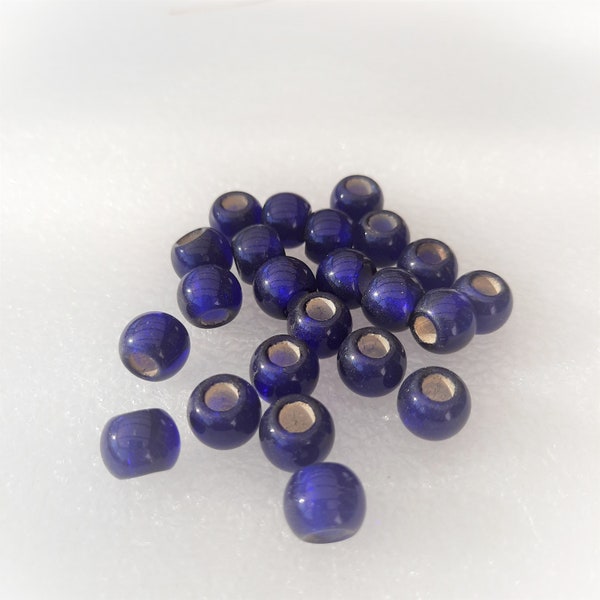 32 glaskralen blauw 12 mm grote gatkraal - roundel - kralen glaskralen - grazen kralen - perles de verre 17-0.70