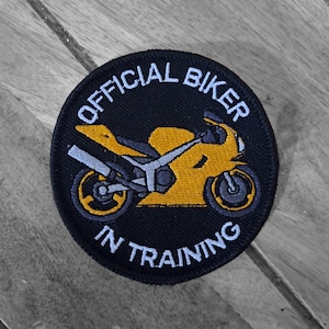 Official Biker In Training Patch – Kids Motorcycle Patch, Sportbike Embroidered Badge, Mini Biker Gift, Biker Parents Gift