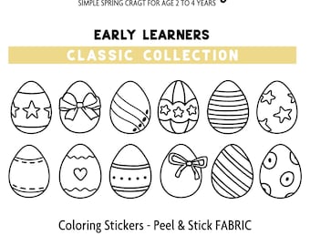 Color Your Own Easter Egg Stickers, Large Peel and Stick Fabric Wall Set, Early Learners Classic HOL0034