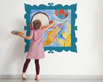 4 Frames SET ready for your Child's Coloring | Peel and Stick Blank Frame | Single Blank Frame to Color | Large Coloring Art Frame FRA0001