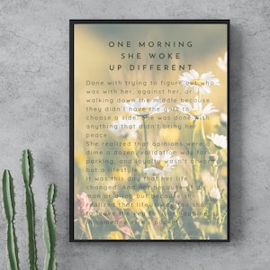 One Morning She Woke Up Different Wildflower Matte Print, Inspirational Wall Art, Personal Story, Personal Change, Wildflower Wall Print