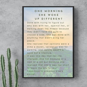 One Morning She Woke Up Different Mountain Sunrise Matte Print, Inspirational Wall Art, Personal Story, Personal Change, Sunrise Wall Print