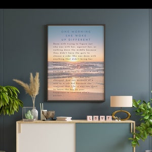 One Day She Woke Up Different Beach Matte Print, Inspirational Wall Art, Sunrise Wall Art, Beach Wall Print