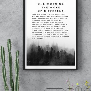 Inspirational Wall Art, She Woke Up Different, Empowering Print, Life Transformation Art, Women Empowerment Decor, Matte Vertical Posters