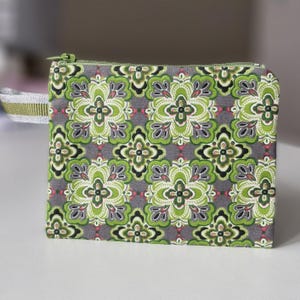 Petite pochette maquillage, porte cartes en tissu, porte-monnaie vert, petite pochette en tissu, petite pochette porte-cartes
