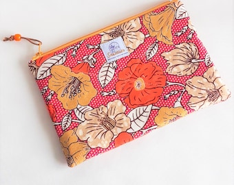 Zipped headphone pouch in African fabric