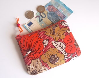 Small zipper pouch in African wax fabric, purse, card holder