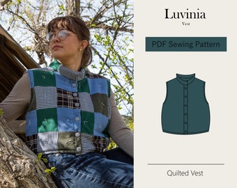 Collared Vest Pattern | Quilted Vest Pattern | Digital PDF Sewing Pattern | Sizes 6-24 | Patchwork Vest Pattern | Instant Download