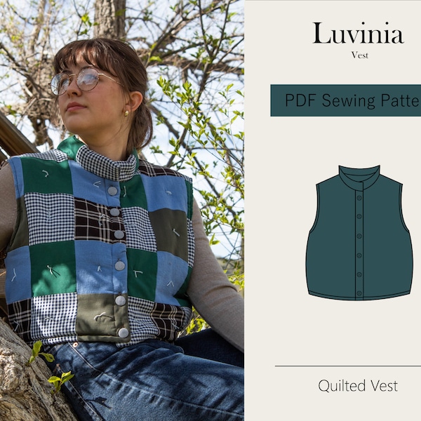 Collared Vest Pattern | Quilted Vest Pattern | Digital PDF Sewing Pattern | Sizes 6-24 | Patchwork Vest Pattern | Instant Download