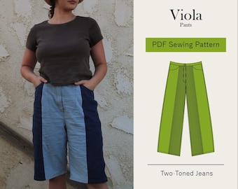 Two Toned Pants Sewing Pattern | Paneled Pants | Two Toned Shorts | Pants Sewing Pattern | Digital PDF Sewing Pattern | US 06-18 - EU 38-50