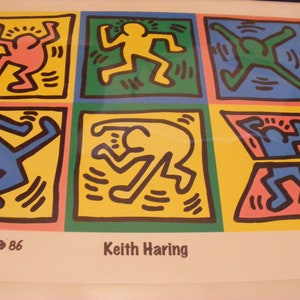 keith haring litografia firmata, pezzo grande, del 1986, pop art,