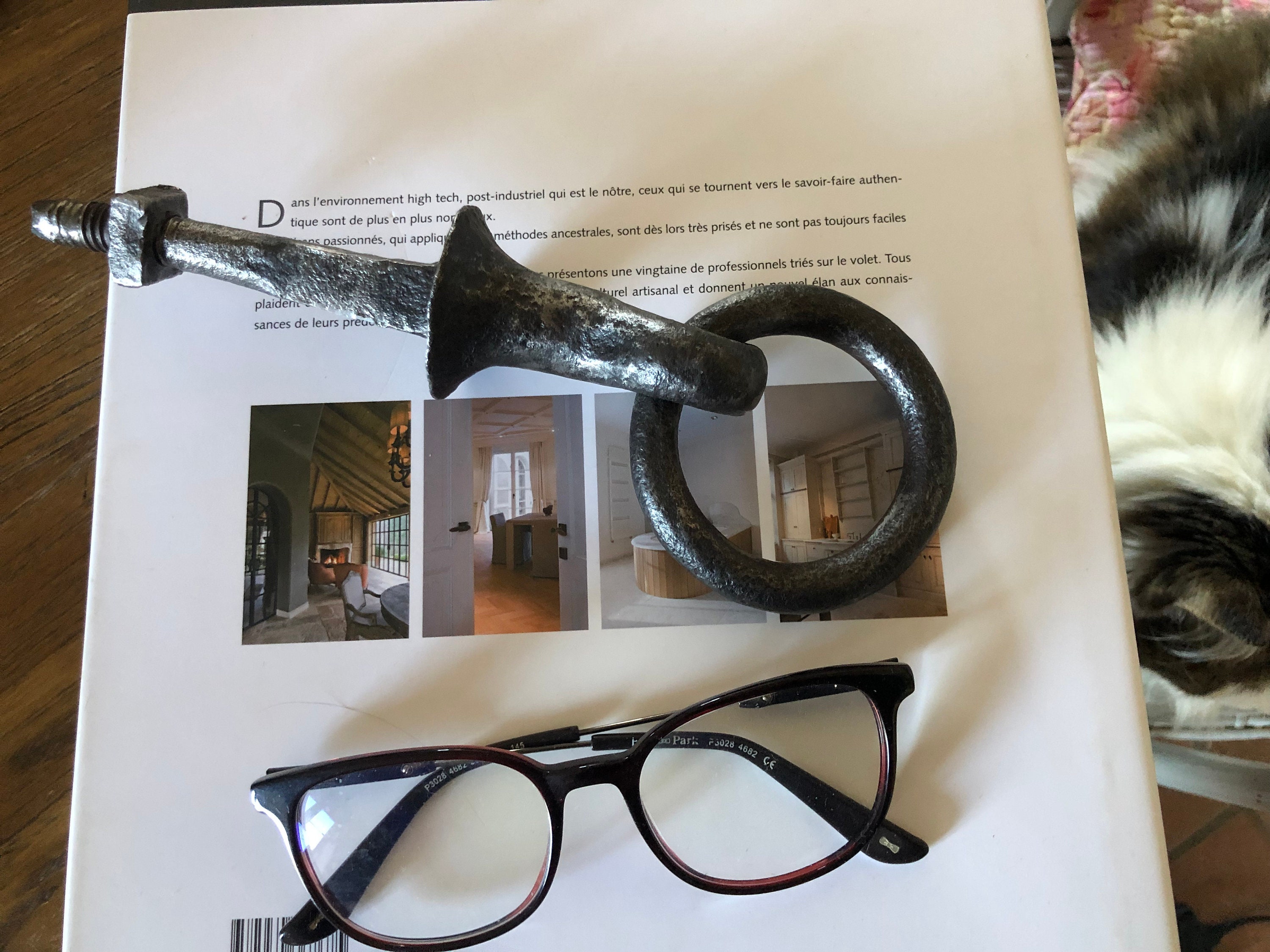 Attache en Fer Forgé Antique, Années 1700. Poignée de Porte