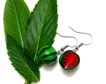 Watermelon Earrings; Cute; Colorful; Hypoallergenic