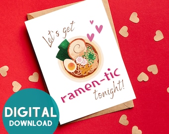 Funny Date Night Card, Ramen Card, Funny Folded Card, For Him, For Her, Japanese Card, Pun Valentines Card, Romance Card, Japanese Food