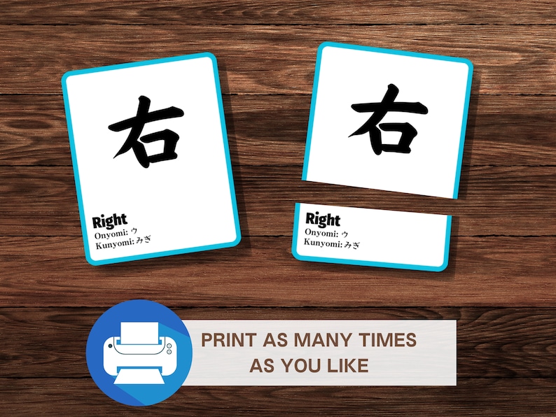 Japanese Kanji Grade 1 Flashcards, First 80 Characters Cards Printable ...