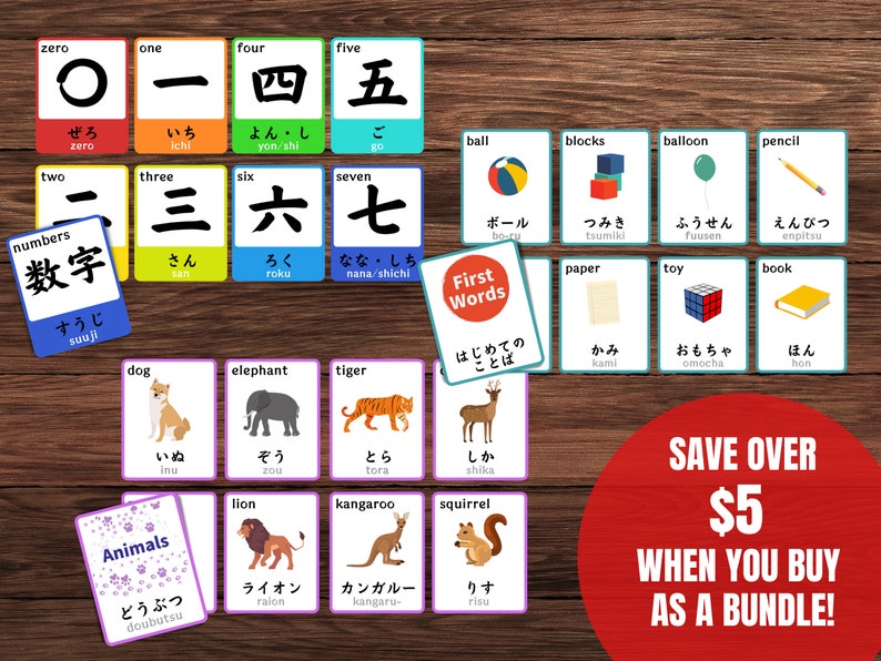 Japanese Flash Card Learn Japanese Favorites Bundle Japan Etsy