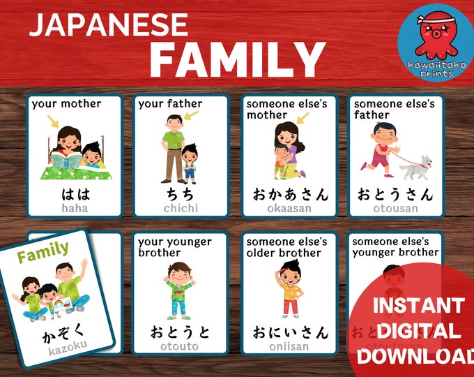 Japanese Color Flashcards, Printable PDF Cards, Instant Download Cards ...