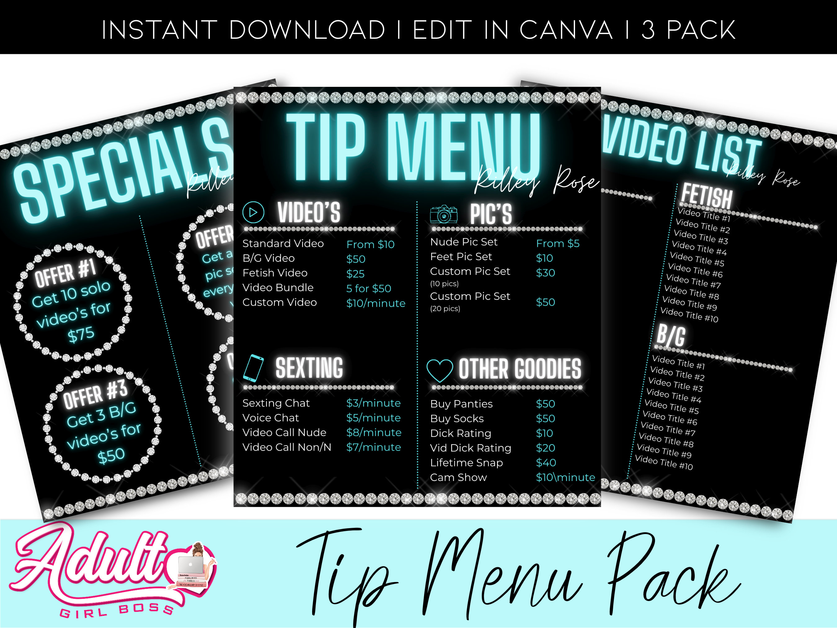 Onlyfans Tip Menu Blue Video Menu Adult Content Creator Fansly Fan Page ...