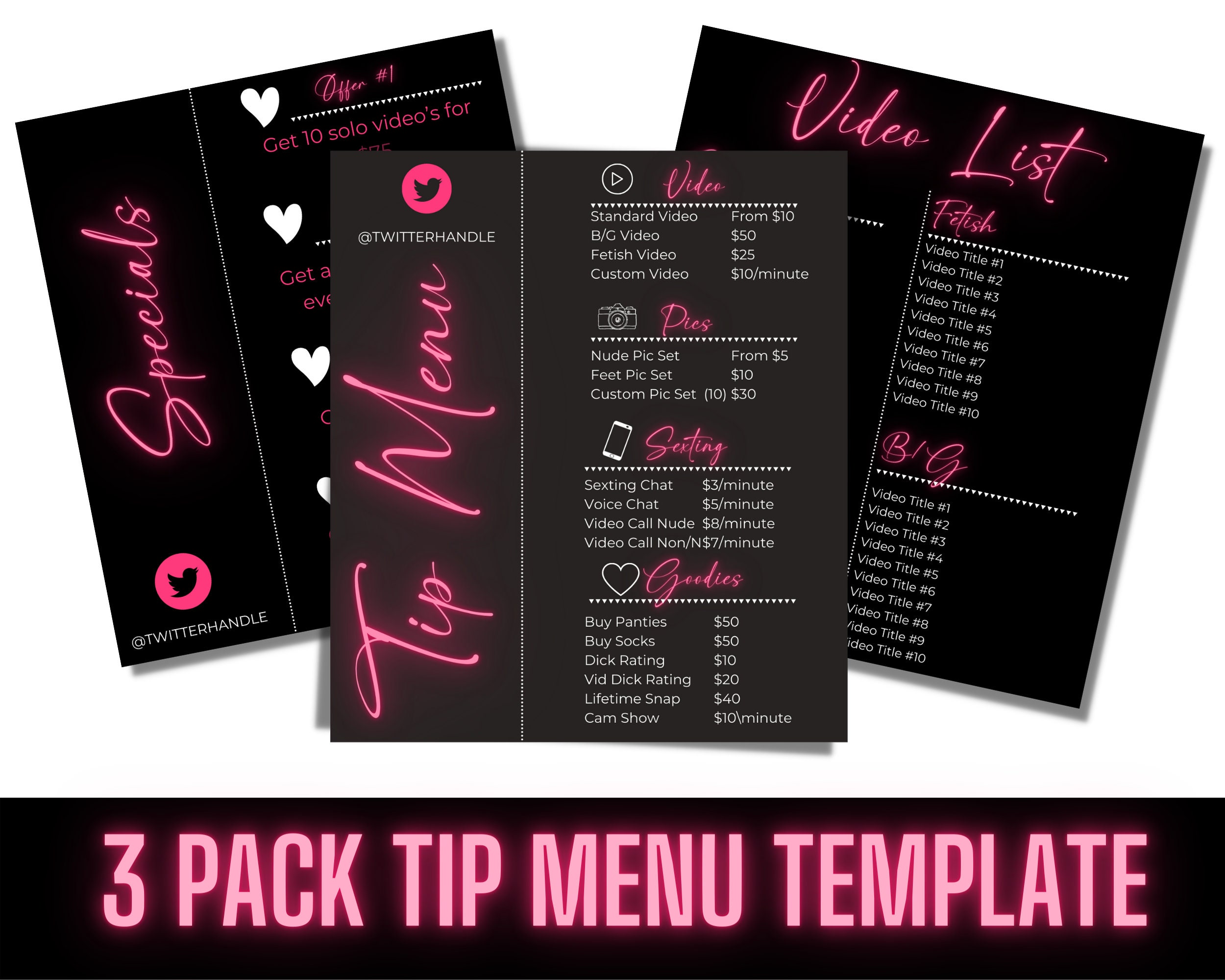 Custom Onlyfans Tip Menu Template Perfect for Adult Content Creators ...