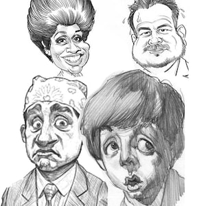 Pencil Caricature Portrait from your Photo / custom caricature / caricature / caricature gift portrait / caricature pencil sketch
