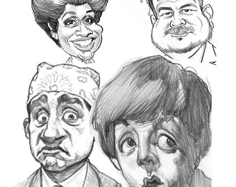 Pencil Caricature Portrait from your Photo / custom caricature / caricature / caricature gift portrait / caricature pencil sketch