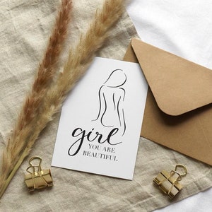 Postkarte Girl You Are Beautiful A6 | Selbstliebe | Geschenkidee Freundin | Female Empowerment | Motivationskarte | Muttertagskarte
