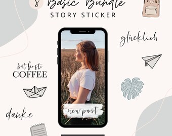 Story Sticker Basic Bundle | Social Networks | Instagram Story Stickers for Influencers | Hand Lettering | Digital Products | Digital Download