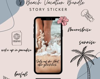 Story Sticker Beach Vacation Bundle | Social Networks | Instagram Story Stickers Influencers | Digital Products | Digital Download | Travel