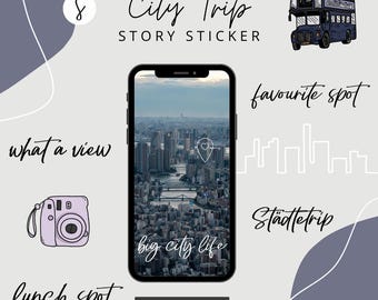 Story Stickers City Trip | Social Networks | Instagram Story Stickers Influencers | Digital Products | Digital Download | Travel | City