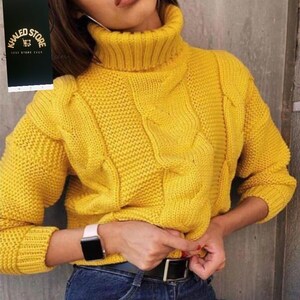 Women Turtleneck Pullover Sweater Spring Winter,One size Sweater Autumn Fashion Long Sleeve Ladies Clothes ,Handmade women's clothing