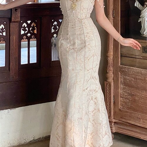 MAXI SLIP DRESS, Minimalist Dress, Formal Midi Dress, Long Slip Dress, French Fairy Prom Vintage Fit And Flare Dress, Romantic Gift For Wife