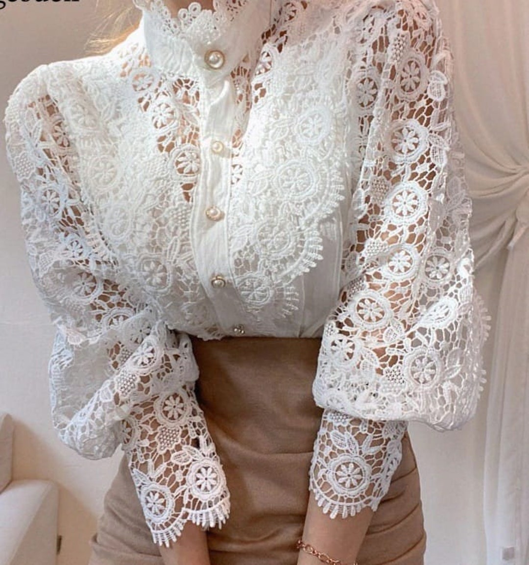 Lace top dress shirt