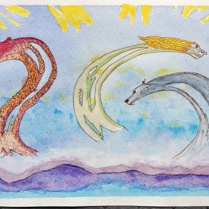AA110 Watercolor and ink Dragons
