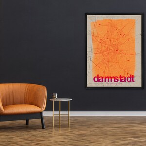 Darmstadt Poster mit Stadtplan, Digitaldruck