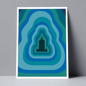 Mannheim Postkarte mit Wasserturm Retro Blau A6