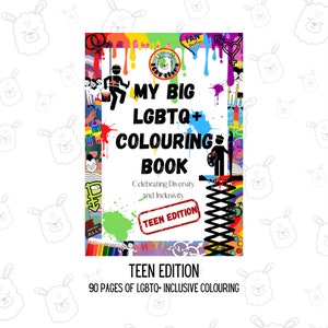 LGBTQ+ Coloring Book, Teen Edition, Diversity and Inclusivity (Digital Download)