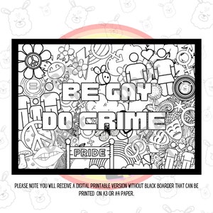 Be Gay Do Crime Coloring Page, Pride Printable (Digital Download)