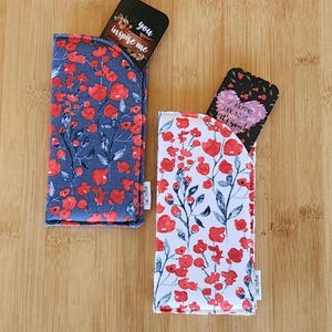 Red Poppy Flower Field Padded Glasses Case, Spectacle Sleeve, Cotton Handmade, Eyewear Pouch Accessory