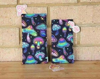 Mushroom Print Padded Eyewear Case, Glasses and Sunglasses Cotton Pouch