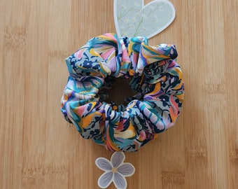 Hair Scrunchies in Multicoloured Floral Print, Cotton, Handmade, Hair Tie Accessory